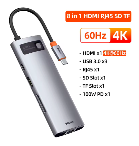 Baseus USB Type-C HUB 8 en 1