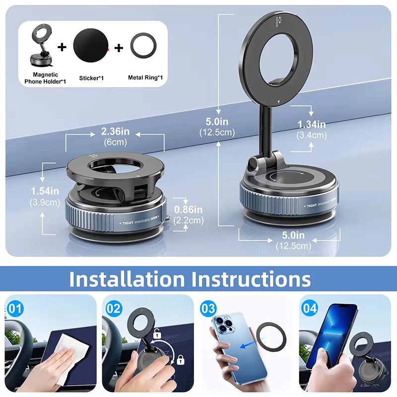 Soporte de Teléfono para Auto con Ventosa Magnética 360°
